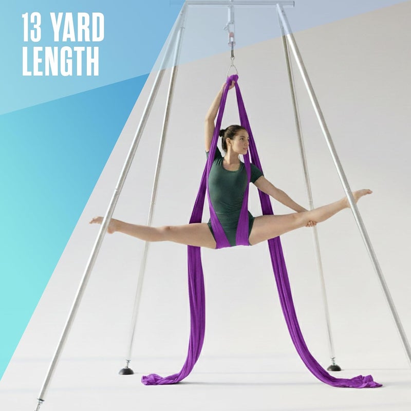 Houseables Aerial Silks, Yoga Swing, Aerial Yoga Hammock, Ariel Silk, Gymnastics Swing, Acrobatics Equipment, For Home, Indoor, Outdoor, Arial Setup, Rig, Sling, Portable - Image 2